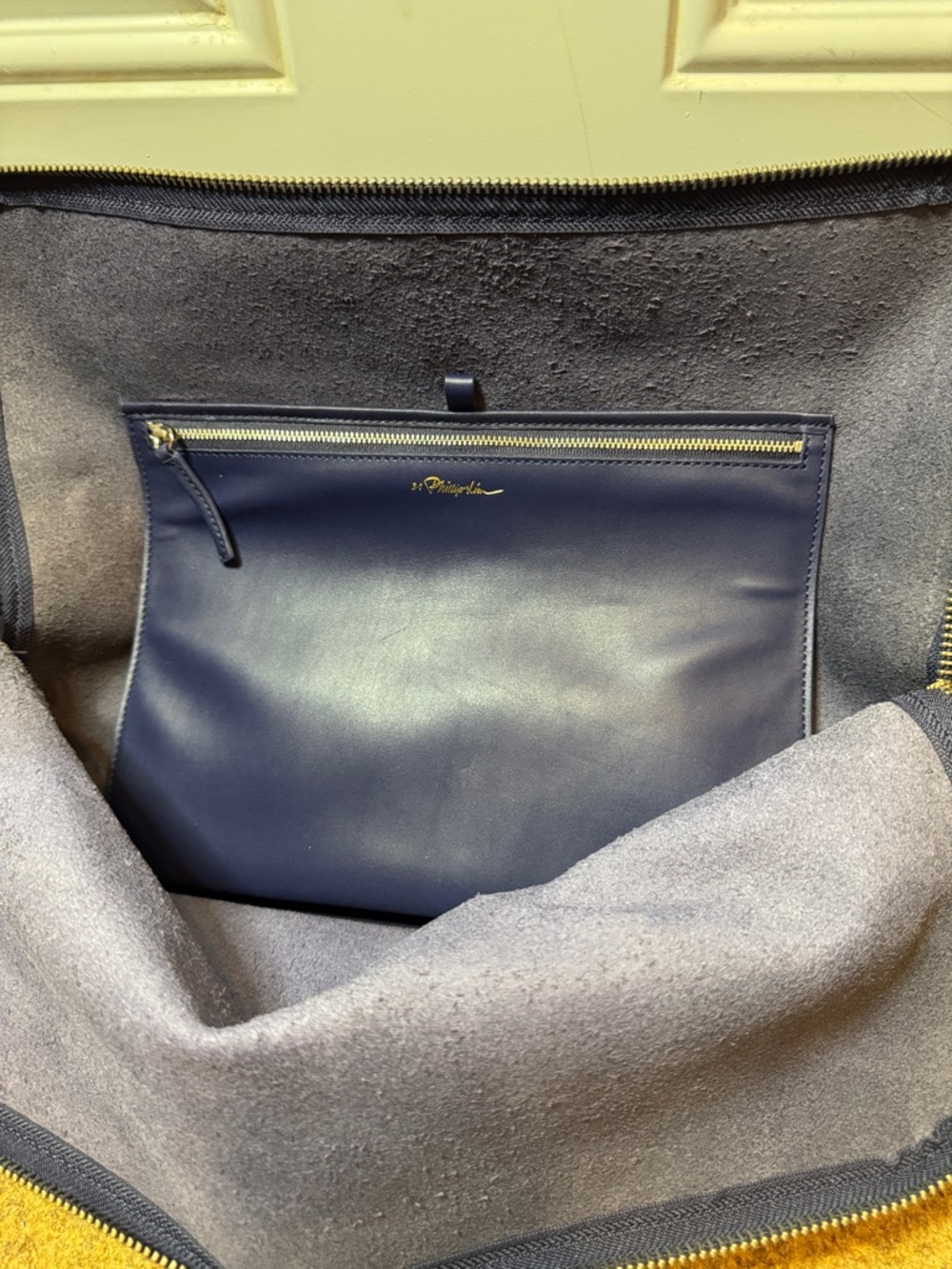 3.1 Phillip Lim Large Dark Blue Leather 31 Minute Portfolio Clutch Tote Bag - Picture 4 of 8